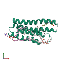 PDB entry 5i9k coloured by chain, front view.