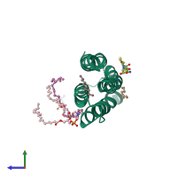 PDB entry 5i9k coloured by chain, side view.
