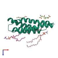 PDB entry 5i9k coloured by chain, top view.