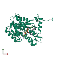 PDB entry 5i9n coloured by chain, front view.