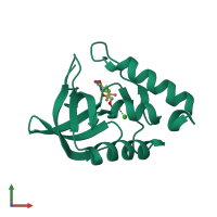 PDB entry 5i9p coloured by chain, front view.