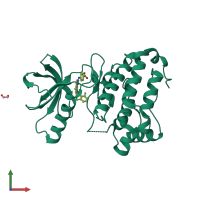 PDB entry 5ia1 coloured by chain, front view.