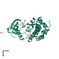 PDB entry 5ia1 coloured by chain, top view.