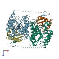 PDB entry 5iaa coloured by chain, top view.