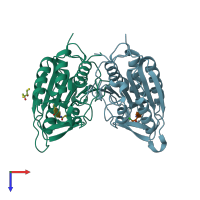 PDB entry 5iab coloured by chain, top view.