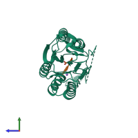 PDB entry 5iaj coloured by chain, side view.