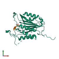 PDB entry 5iak coloured by chain, front view.