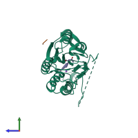 PDB entry 5ian coloured by chain, side view.