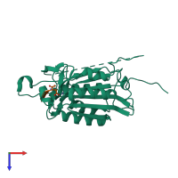 PDB entry 5ias coloured by chain, top view.