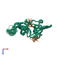 PDB entry 5iay coloured by chain, ensemble of 20 models, top view.