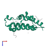 Bromodomain-containing protein 2 in PDB entry 5ibn, assembly 1, top view.