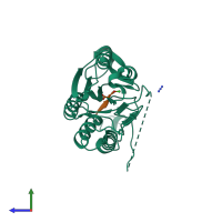 PDB entry 5ibp coloured by chain, side view.