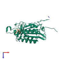 PDB entry 5ibp coloured by chain, top view.