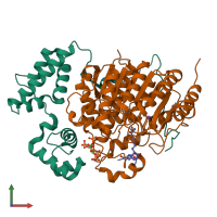 PDB entry 5icn coloured by chain, front view.