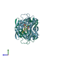 PDB entry 5icv coloured by chain, side view.