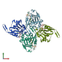 PDB entry 5icw coloured by chain, front view.