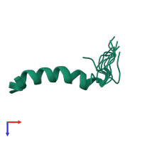 PDB entry 5id5 coloured by chain, ensemble of 10 models, top view.