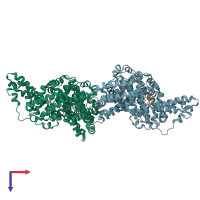 PDB 5id7 coloured by chain and viewed from the top.