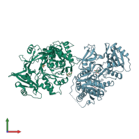 PDB entry 5ie0 coloured by chain, front view.