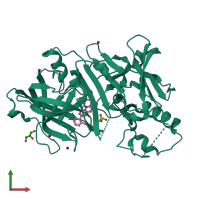 PDB entry 5ie1 coloured by chain, front view.