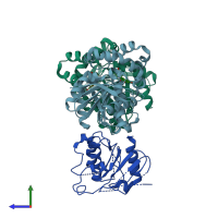 PDB entry 5ie4 coloured by chain, side view.