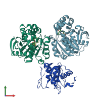 PDB entry 5ie5 coloured by chain, front view.