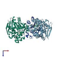 PDB entry 5ie5 coloured by chain, top view.