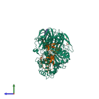 PDB entry 5ief coloured by chain, side view.