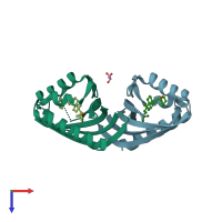 PDB entry 5ien coloured by chain, top view.