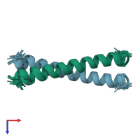 PDB entry 5iew coloured by chain, ensemble of 20 models, top view.