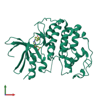 PDB entry 5iex coloured by chain, front view.