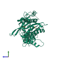 PDB entry 5if5 coloured by chain, side view.