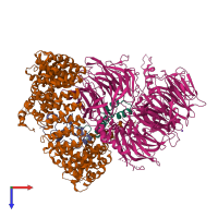 PDB entry 5ife coloured by chain, top view.