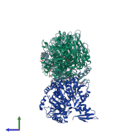 PDB entry 5ifi coloured by chain, side view.
