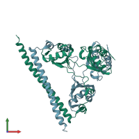 PDB entry 5ifn coloured by chain, front view.