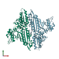 PDB entry 5ifu coloured by chain, front view.