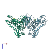 PDB entry 5ifu coloured by chain, top view.