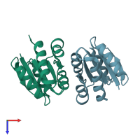 PDB entry 5ifz coloured by chain, top view.