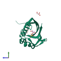 PDB entry 5ig0 coloured by chain, side view.