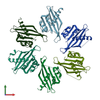 PDB entry 5ig3 coloured by chain, front view.