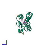 PDB entry 5ig6 coloured by chain, side view.