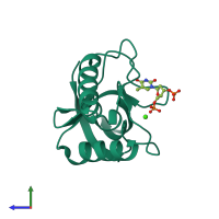 PDB entry 5igb coloured by chain, side view.