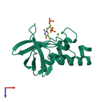 PDB entry 5igb coloured by chain, top view.