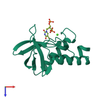 PDB entry 5igc coloured by chain, top view.