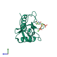 PDB entry 5igg coloured by chain, side view.