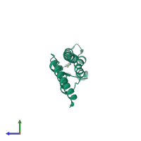 PDB entry 5igl coloured by chain, side view.