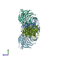 PDB entry 5igo coloured by chain, side view.