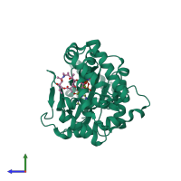 PDB entry 5igv coloured by chain, side view.