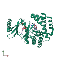 PDB entry 5ih0 coloured by chain, front view.