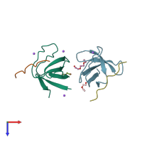 PDB entry 5ih2 coloured by chain, top view.